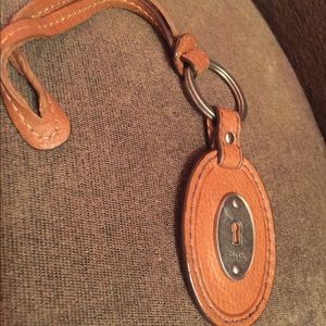 Fossil Keyfob with brown leather strap